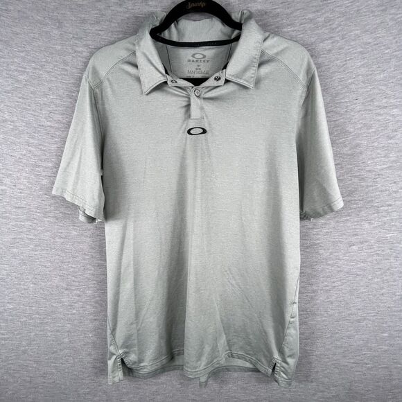 Oakley Shirt Mens Medium Gray Short Sleeve Golfing Polo Lightweight Regular Fit - Picture 1 of 8